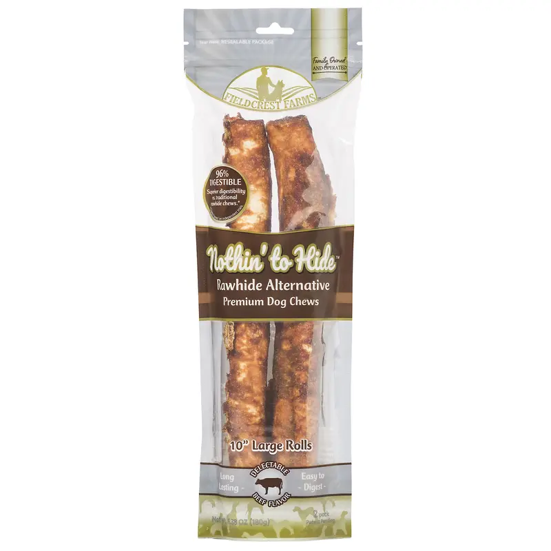 TopDawg 39139 10 in. Nothin to Hide Rawhide Alternative Beef Roll - Large - Pack of 2