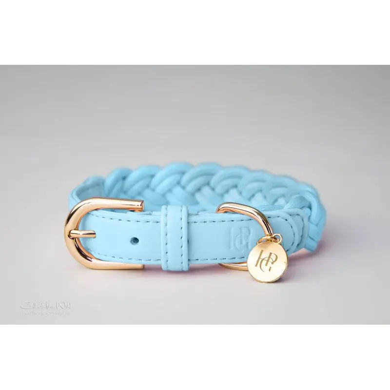 Dog Collar Cloud Blue Plaited