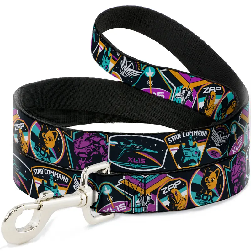 Dog Leash - Lightyear Mission Patches Collage Black/Multi Color