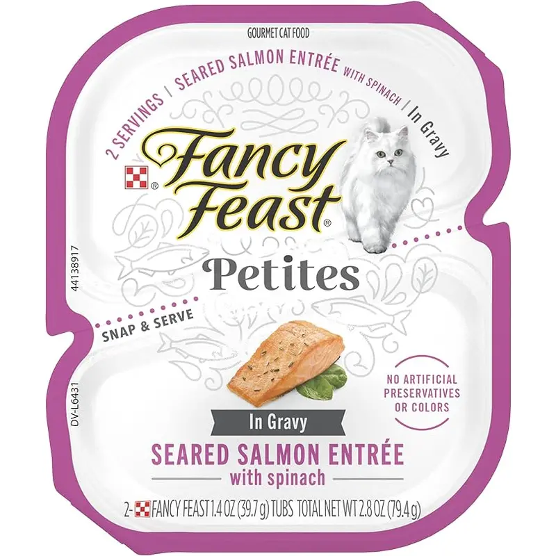 Fancy Feast Petites Seared Salmon with Spinach in Gravy Wet Cat Food (2.8oz)