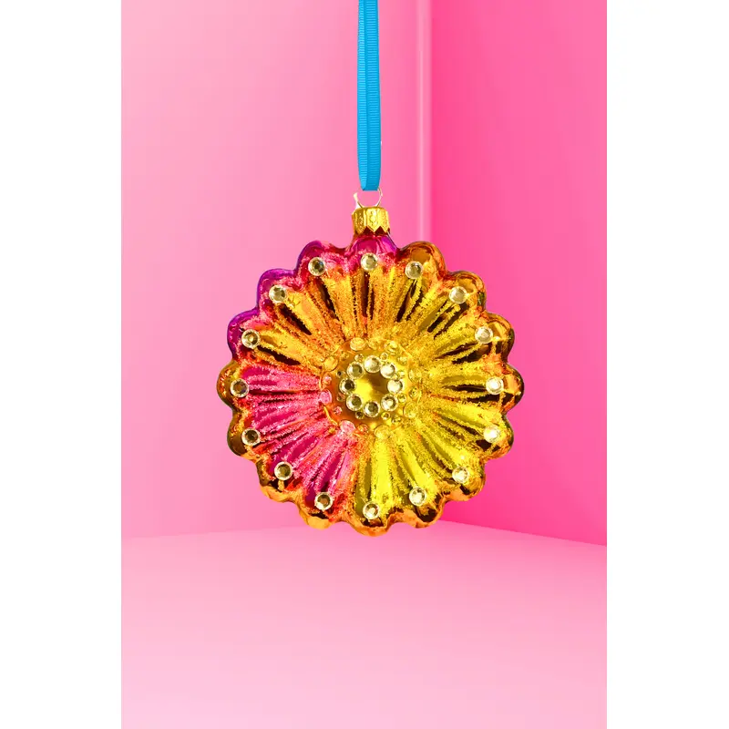 Sunshine Daisy Polish Glass Ornament