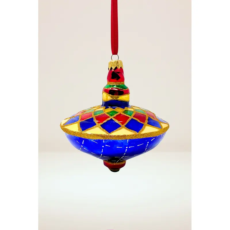 Star Spinning Top Glass Ornament