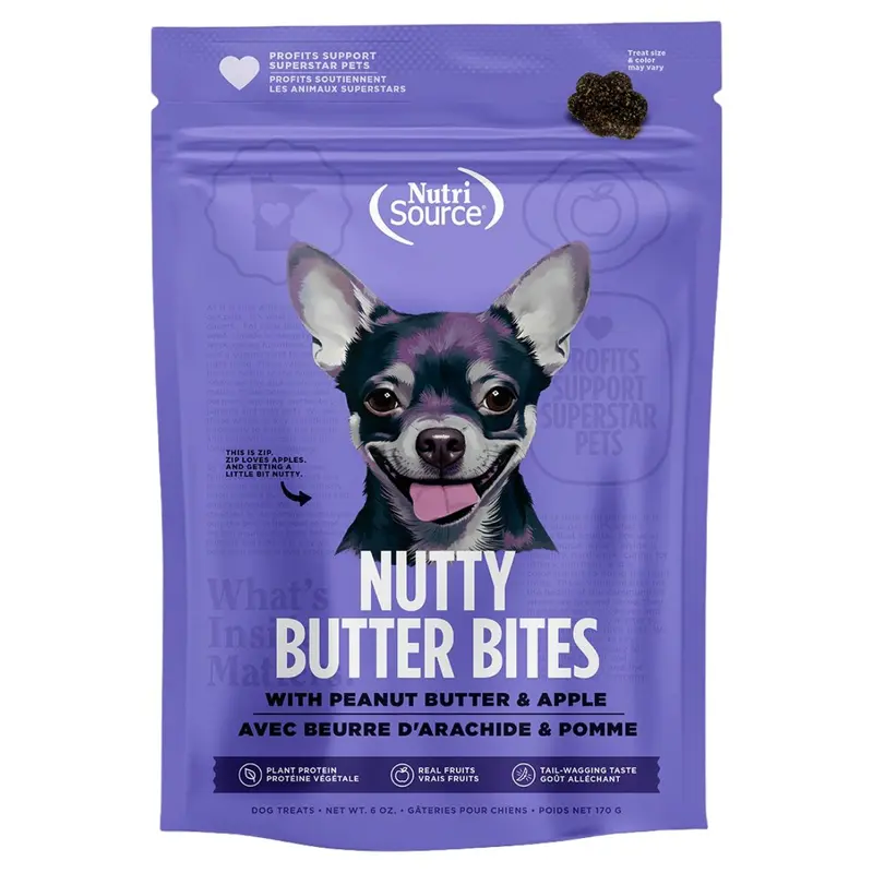 NutriSource Peanut Butter & Apple Nutty Butter Bites Dog Treats 6oz