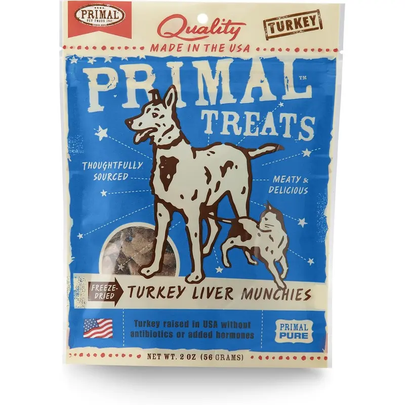 Primal Freeze-Dried Grain Free Turkey Liver Munchies Dog and Cat Treats