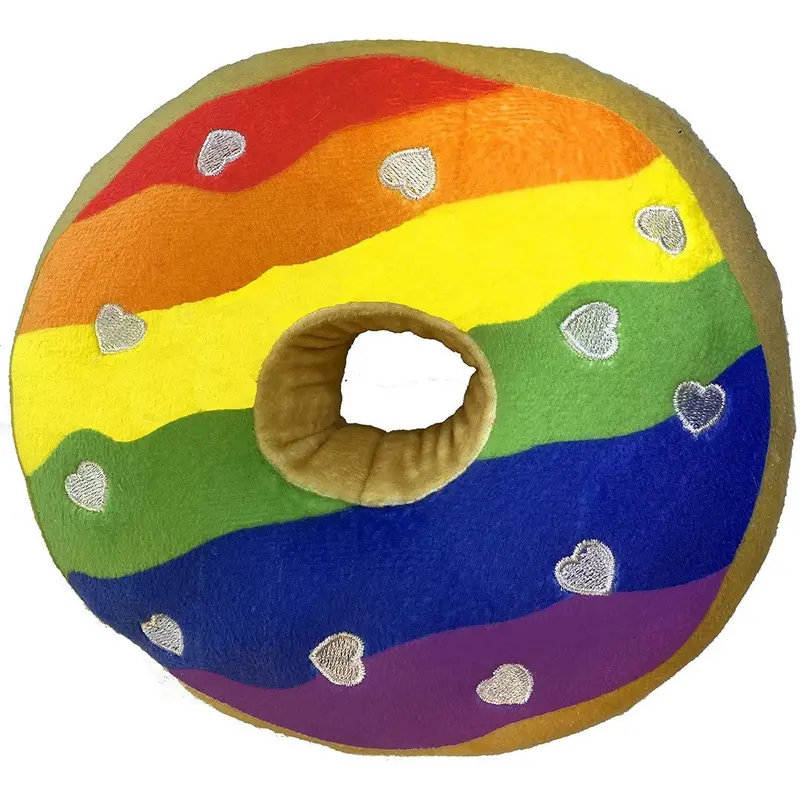 Huxley & Kent Lulubelles Power Plush Pride Donut Dog Toy with Squeaker Large