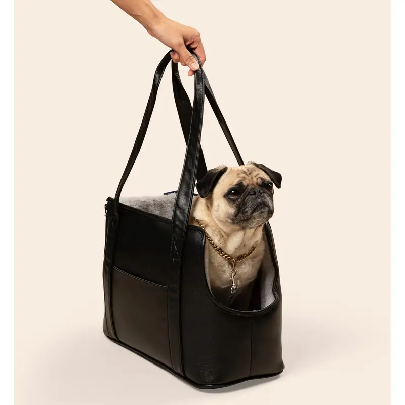 PupTote 3-in-1 Faux Leather Dog Carrier Bag - Black