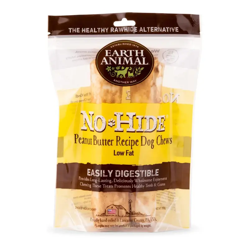 Earth Animal No Hide Penut Butter Chews Dog Treats 11" 2pk