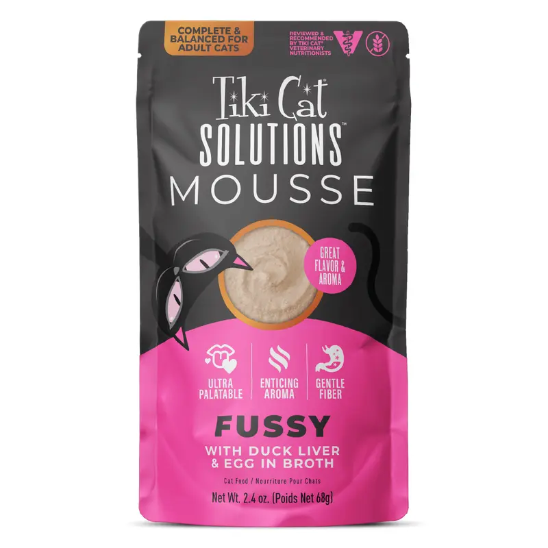 Tiki Cat Solutions Fussy Mousse Duck Liver Egg In Broth Wet Cat Food 2.4oz