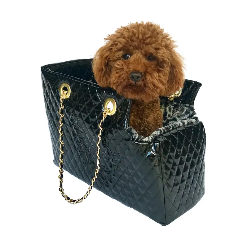 Kate Quilted Carrier, Black Patent
