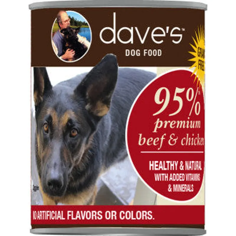 Dave's Pet Food 95% Premium Wet Dog Food - Beef & Chicken - 13oz Can