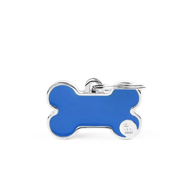 My Family ID Basic Handmade Small Blue Bone ID Tag