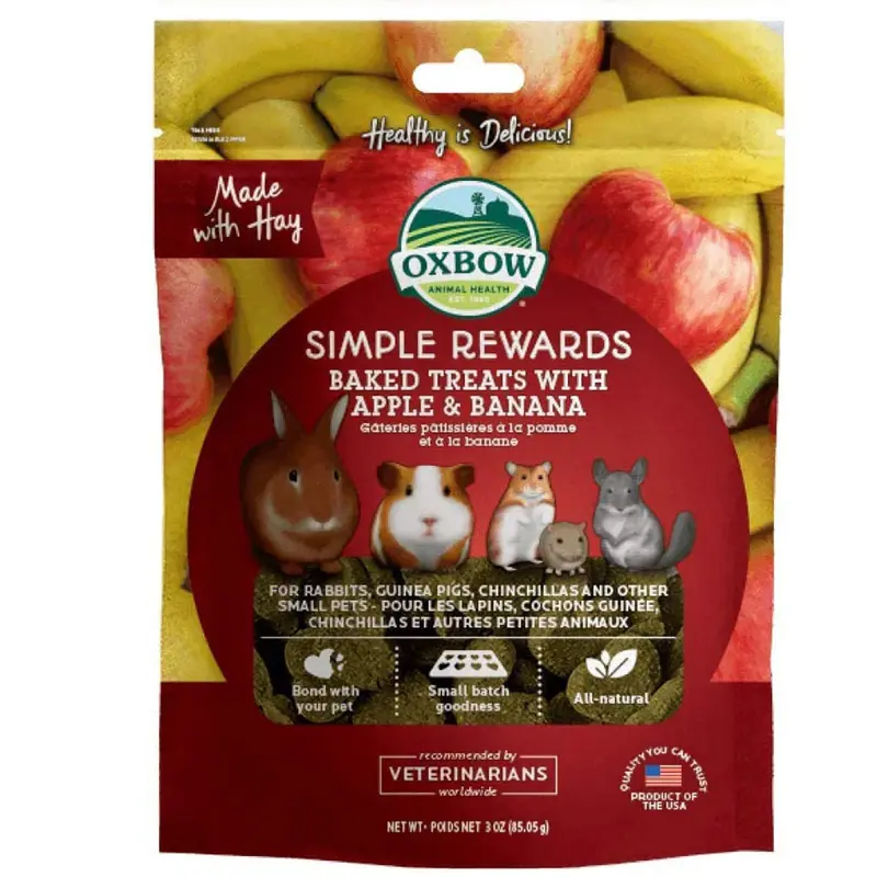 Oxbow Simple Rewards Baked Treats with Apple & Banana 3oz