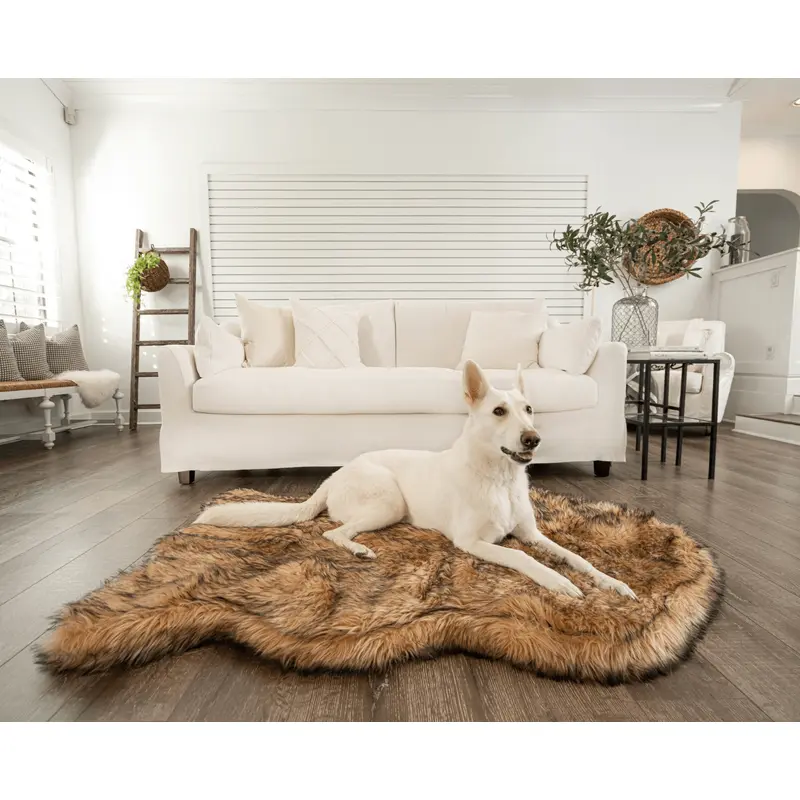 PupRug by Paw.com Faux Fur Orthopedic Dog Bed - Curve Sable Tan