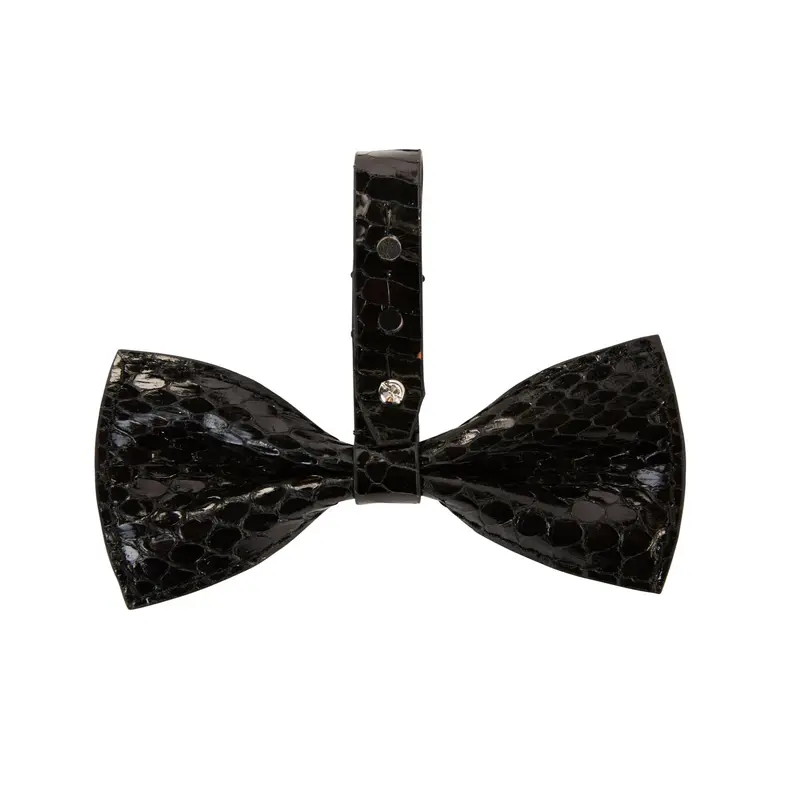 Black Snake Bowtie With Silver Swarovski Closure