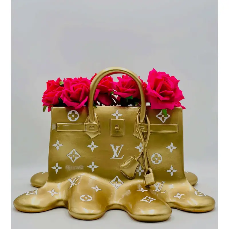 Golden Icon Bag Vase  Customizable Louis-Inspired Luxury Decor