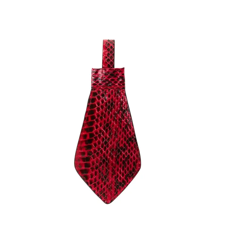 Red & Black Viper Snake Tie, Backed With Italian Leather & Swarovski Crystal Closure