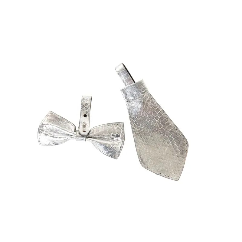 Silver Viper Snake Bow Tie & Tie Set