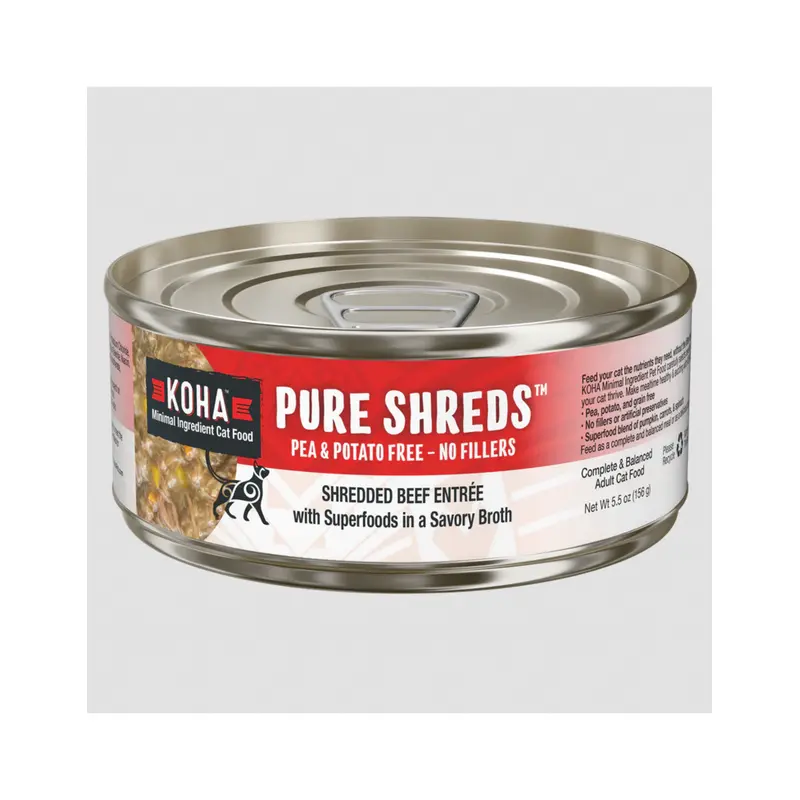 Koha Pure Shreds Cat Food Beef Entree 5.5 oz single