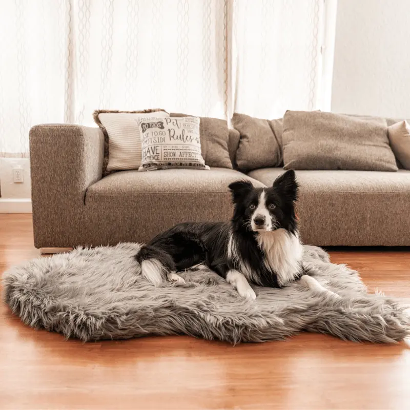 PupRug by Paw.com Faux Fur Orthopedic Dog Bed - Curve Charcoal Grey