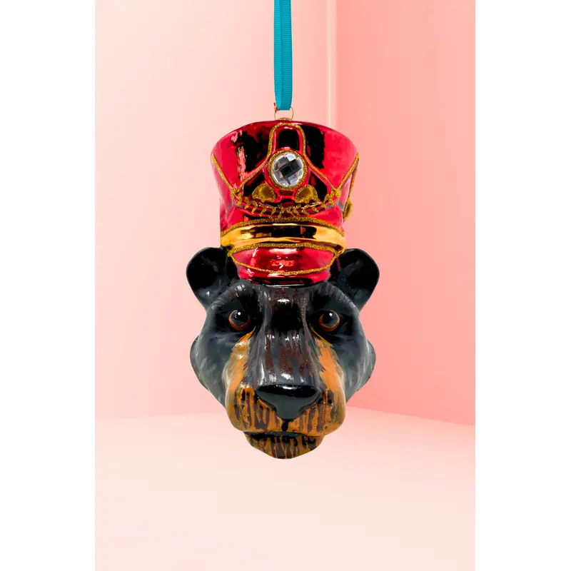 KRG Black Bear Head Polish Glass Ornament