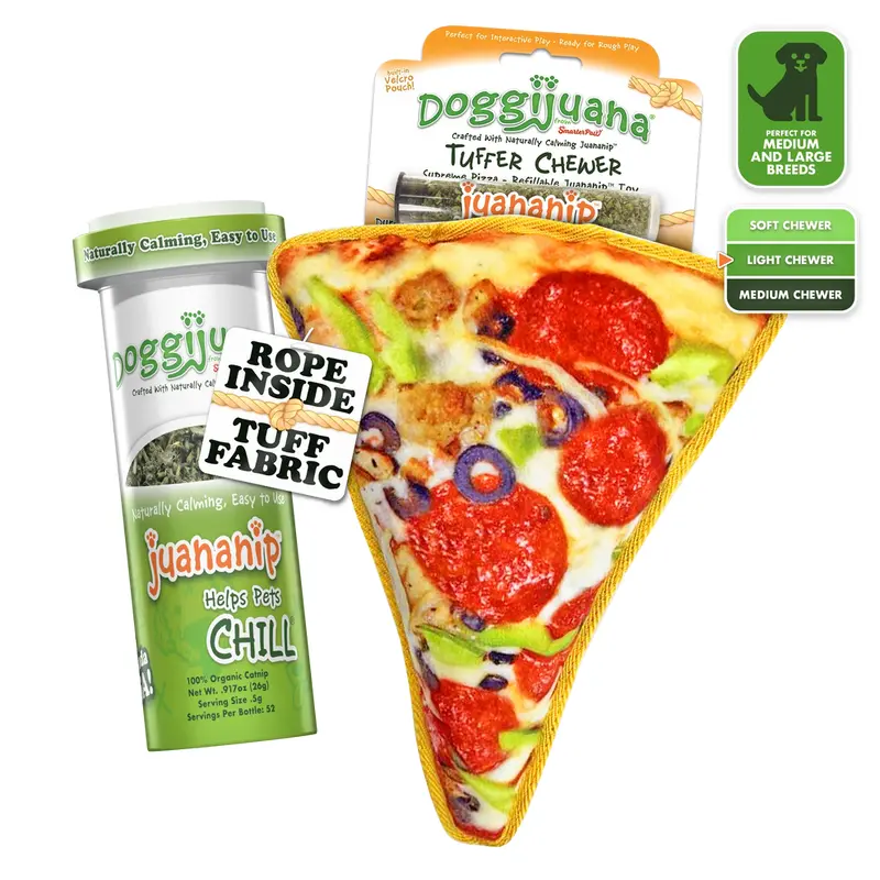 Doggijuana Plush Dog Toy Tuffer Chewer Supreme Pizza