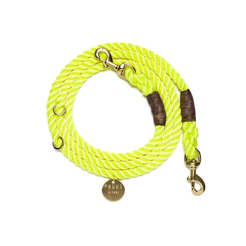 Neon Yellow Rope Dog Leash by Found My Animal | Bolt Snaps, Adjustable