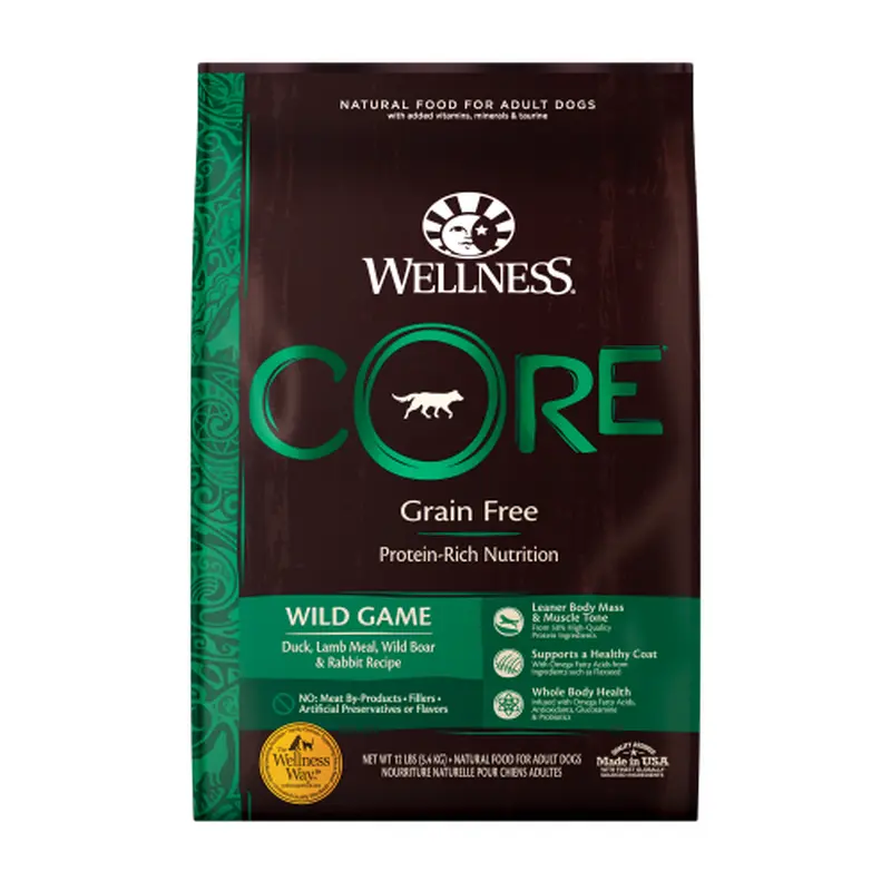 Wellness Core Adult Wildgame Duck, Turkey, Boar and Rabbit Dog Food (4lb)