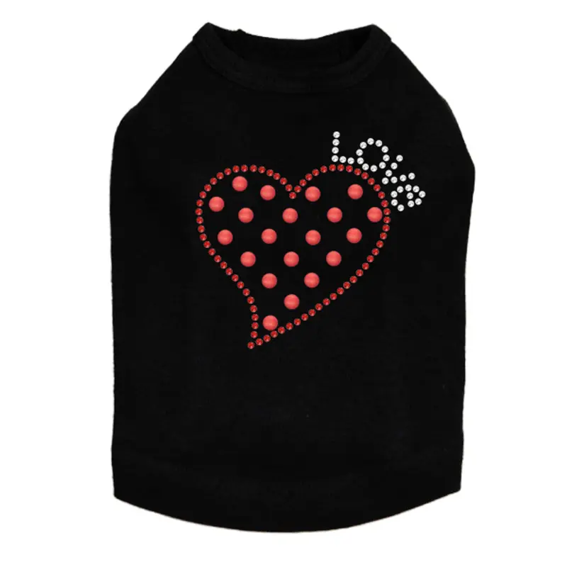 Small Love Polka Dot Heart - Dog Tank