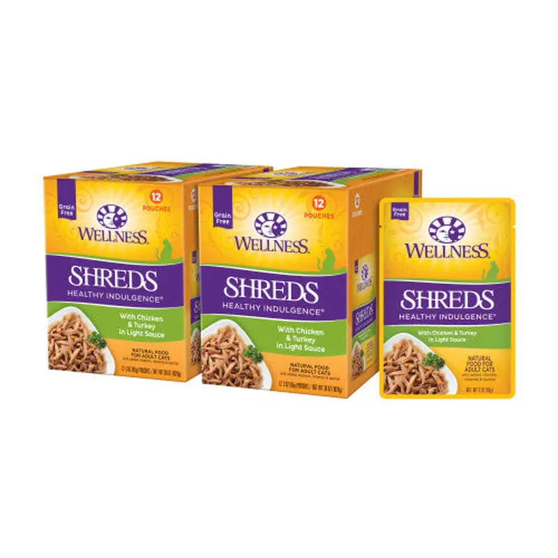 Wellness Adult Pouch Healthy Indulge Shredded Chicken and Turkey Wet Cat Food (3oz)