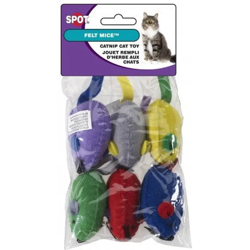 Spot Ethical Pet Cat Toy Felt Mice Withcatnip 6Pk