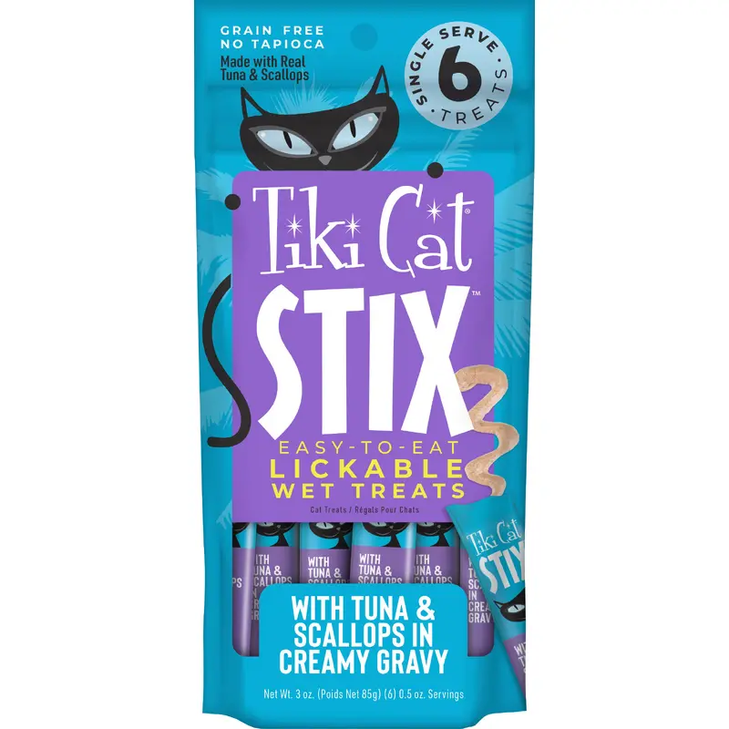 Tiki Cat Stix Wet Cat Treats Tuna & Scallops 3oz Pouch
