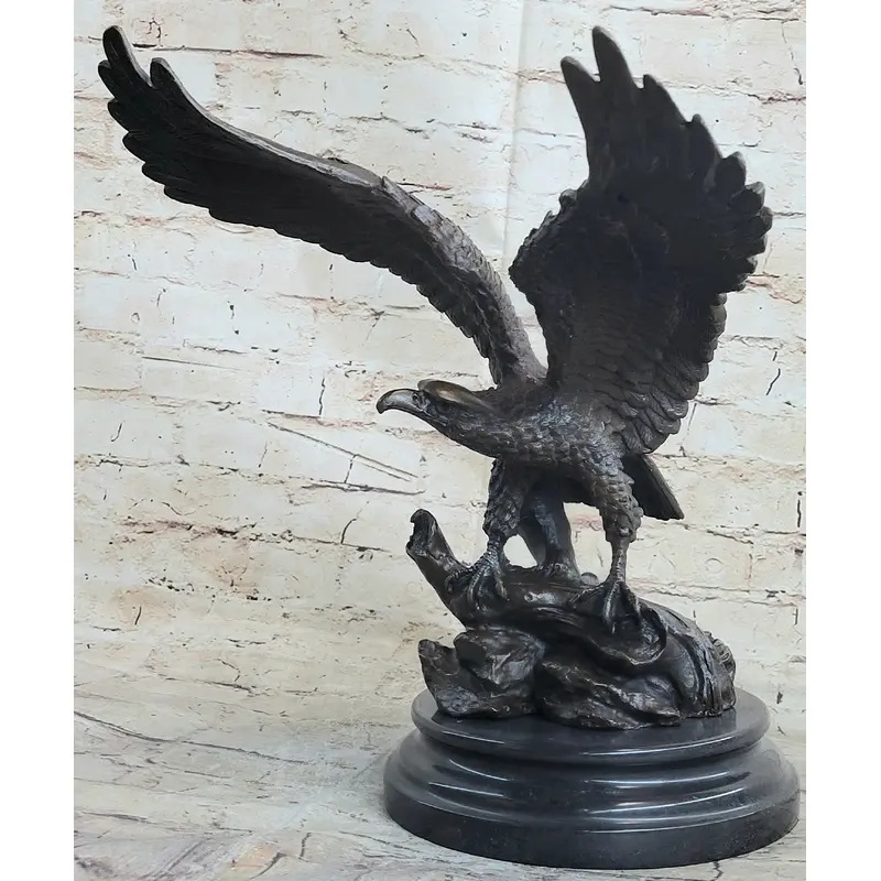 Life Size Hawk American Bald Eagle Bronze Statue Art Deco Figure Wild Figurine