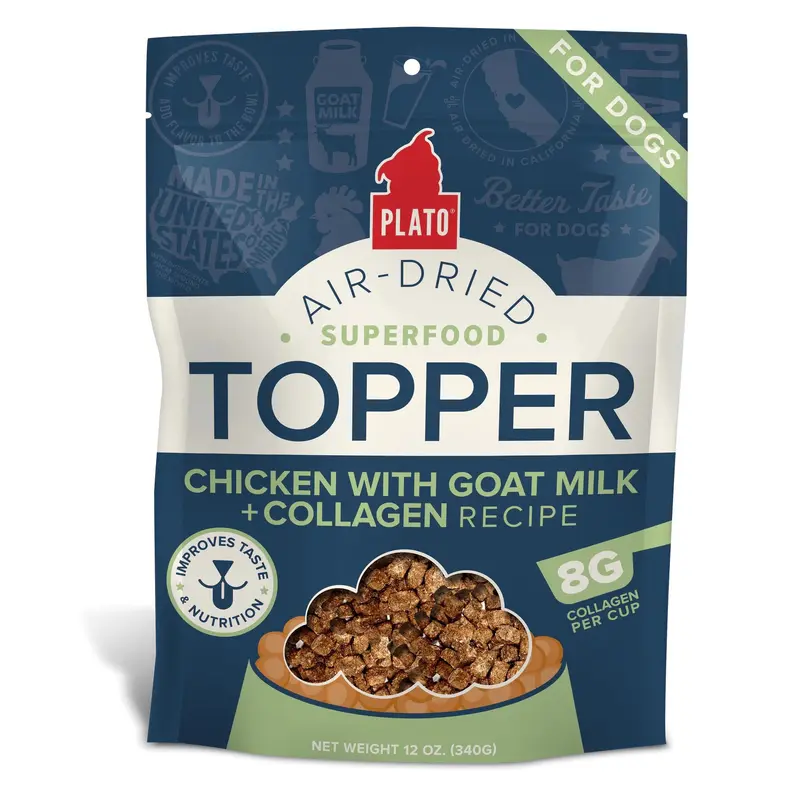 Plato Air-Dried Chicken with Goat Milk Food Topper for Dogs (12oz)