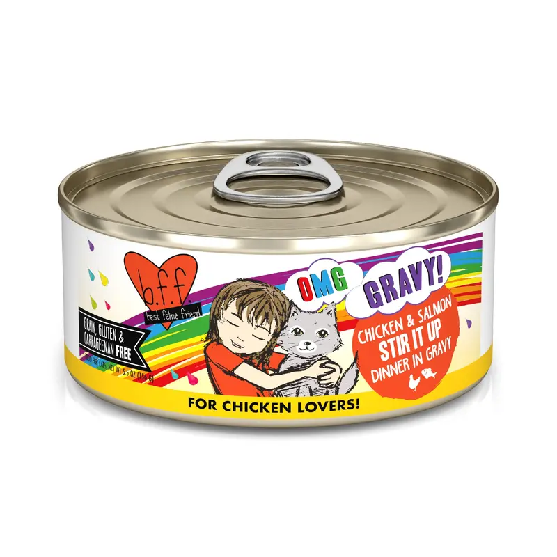 Weruva B.F.F. Oh My Gravy 5.5oz Canned Cat food  Stir it Up Chicken & Salmon