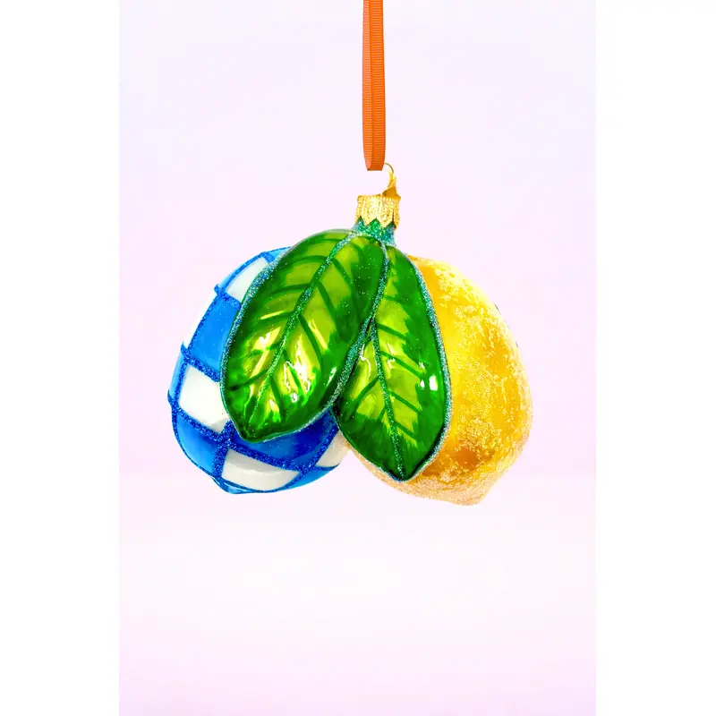 Blue Lemons Polish Glass Ornament