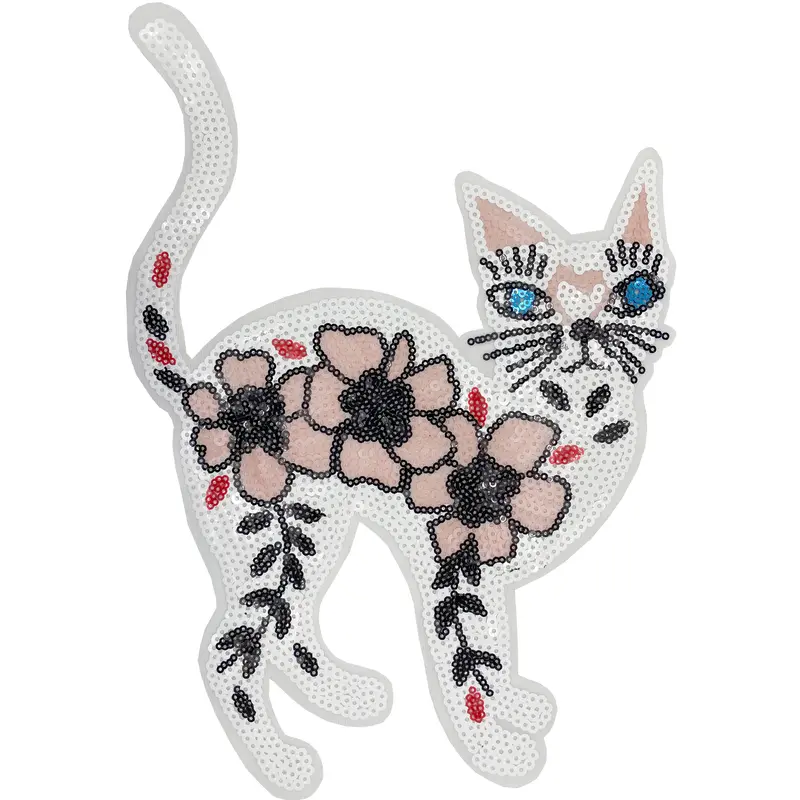 Large Sequin Cat - Patch