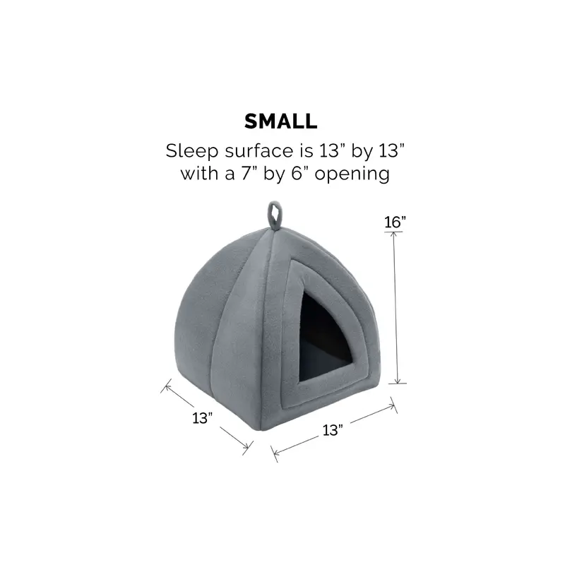 Fur Haven Pet Tent for Small Dogs and Cats 13x13in Grey