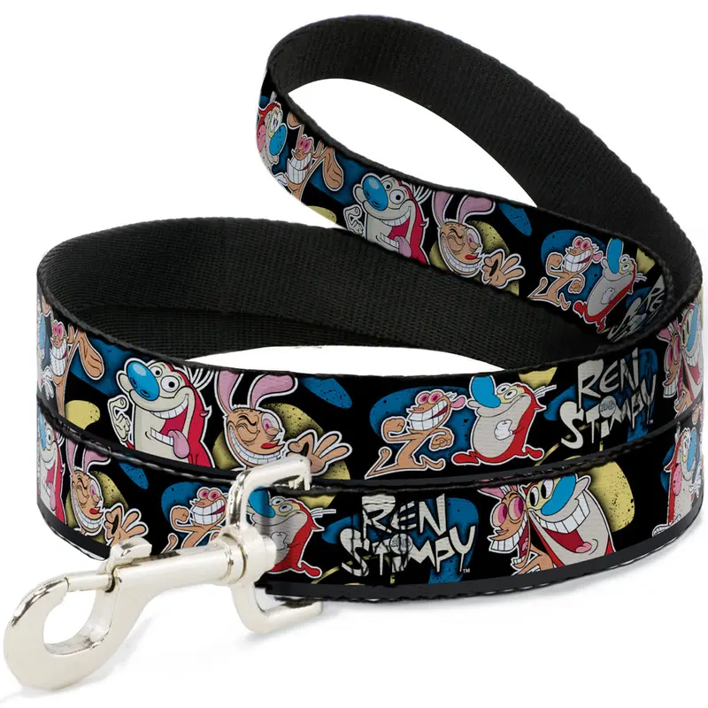 Dog Leash - REN & STIMPY Poses Black/Blue/Yellow