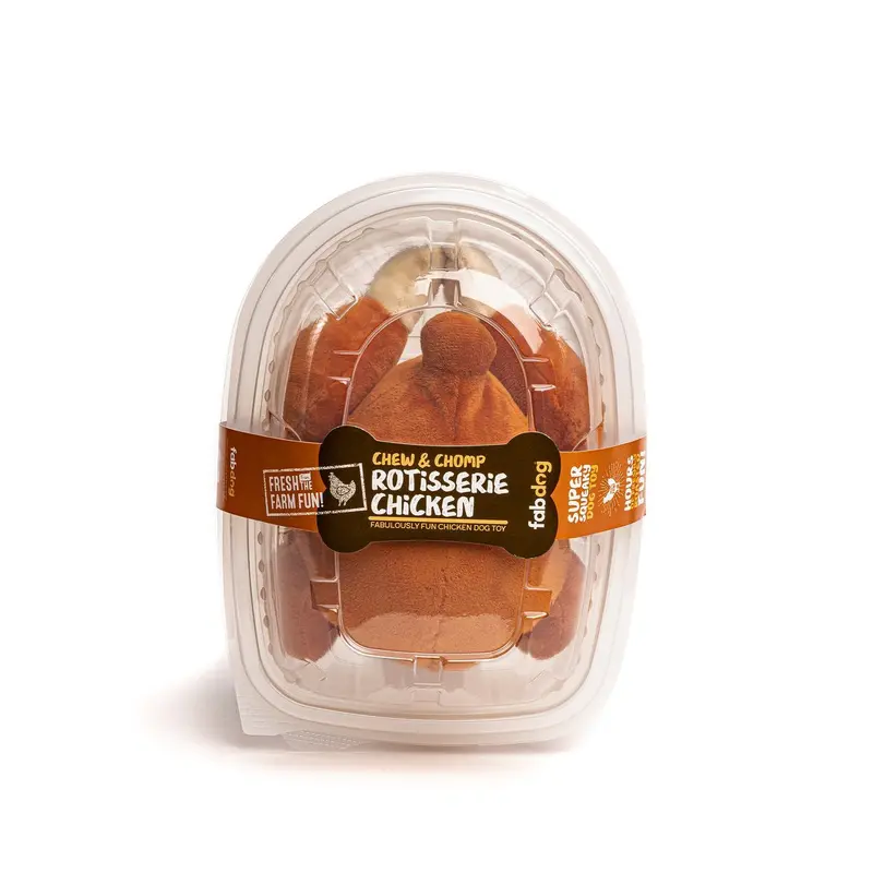 Fabdog Plush Dog Toy Rotisserie Chicken Super Squeaker