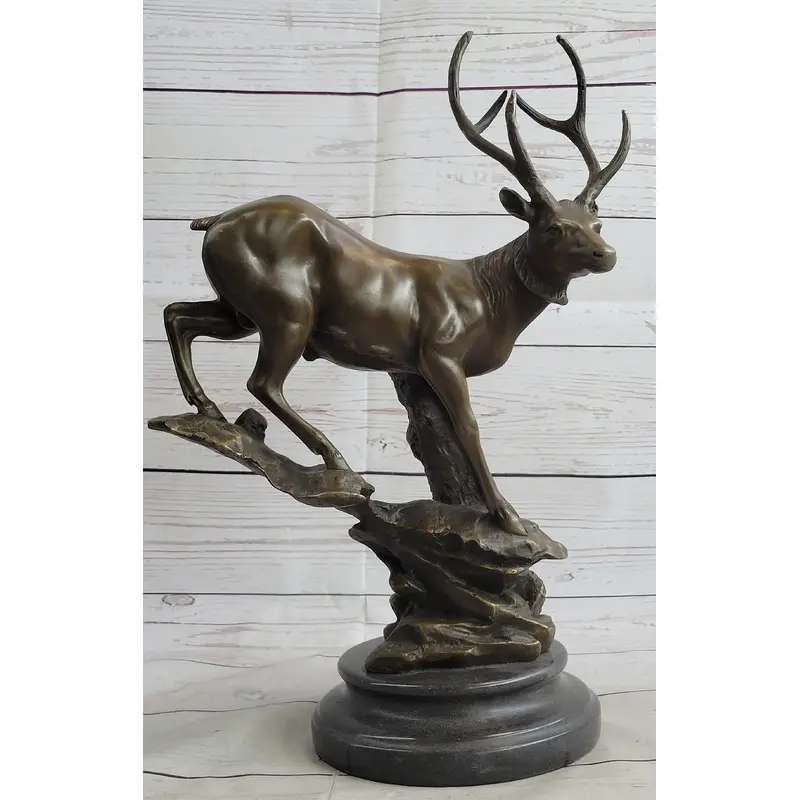 Bronze Marble Statue Elk Stag Buck Deer Lodge Decor Art Sculpture Statue Gift