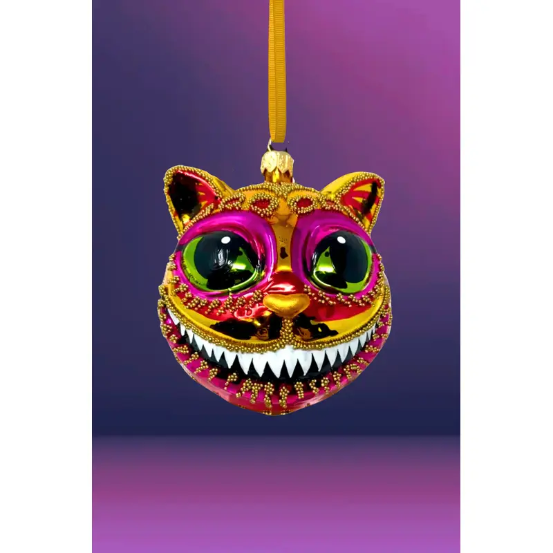 Citrine Cheshire Cat Glass Ornament