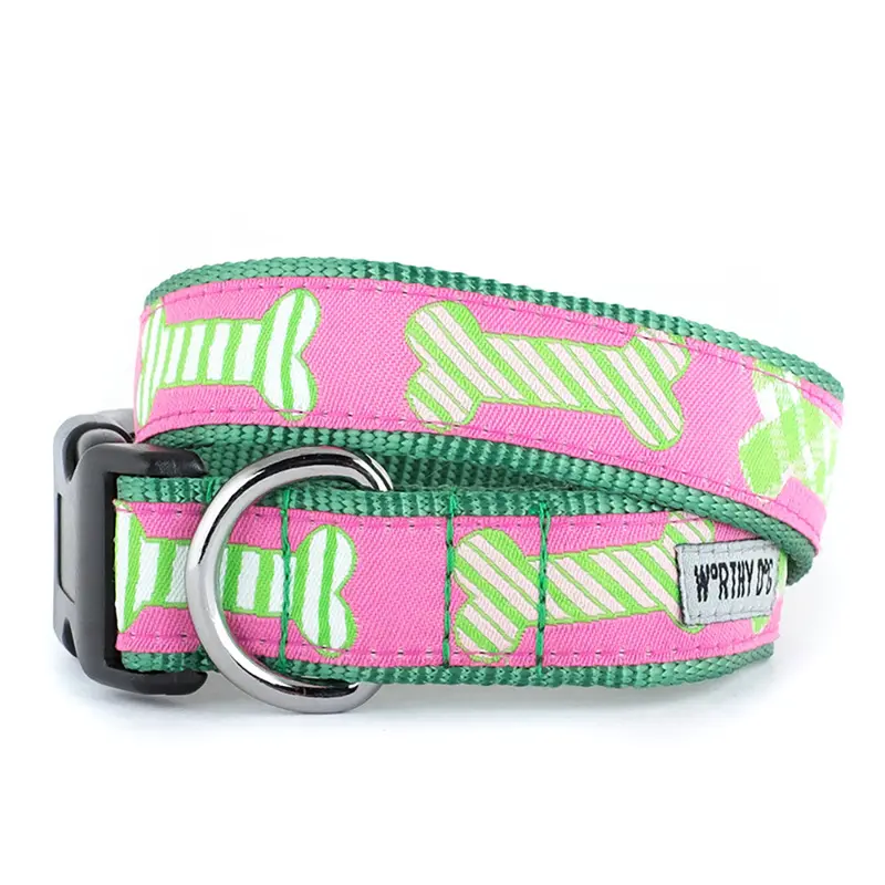 Preppy Bones Pink Collar & Lead Collection
