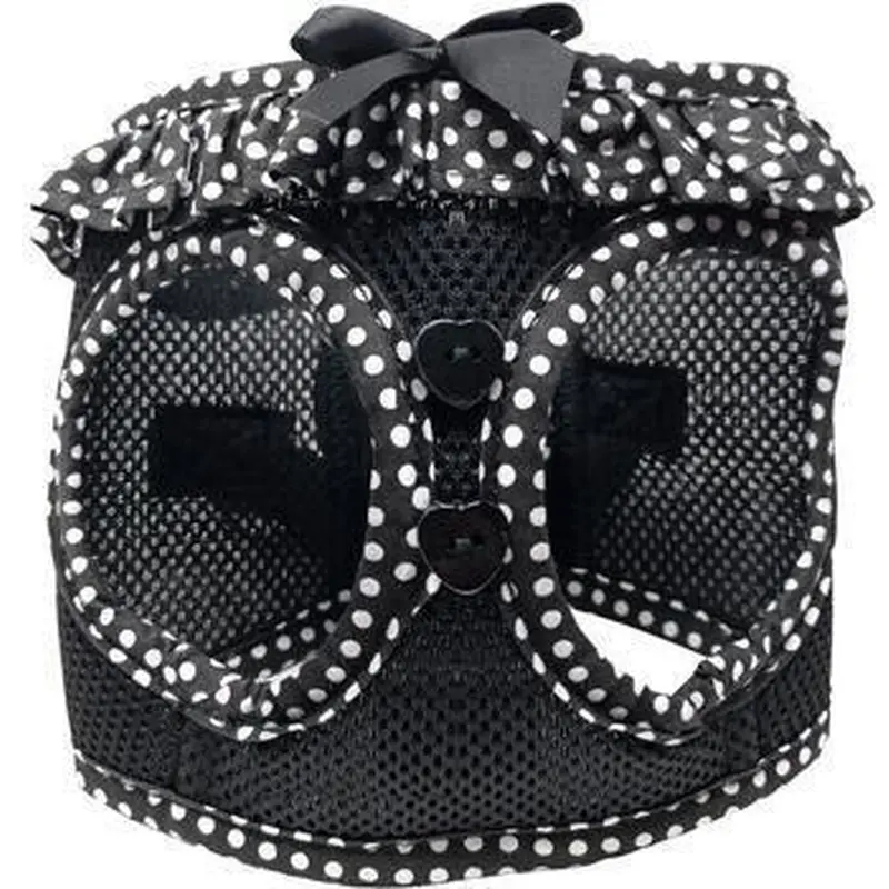 Step-in Blk White Dog Harness- Black and White Polka Dot Doggie Design