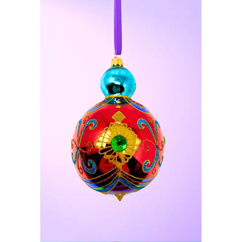 Garnet Sparkling Gem Glass Christmas Bauble