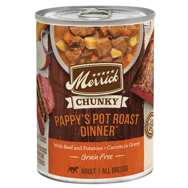 Merrick Chunky Grain Free Pappys Pot Roast Wet Dog Food (12.7oz)