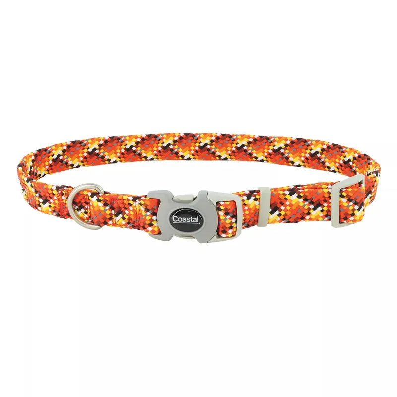 Coastal Pro Active Adjustable Woven Reflective Dog Collar XS Burning Blocks