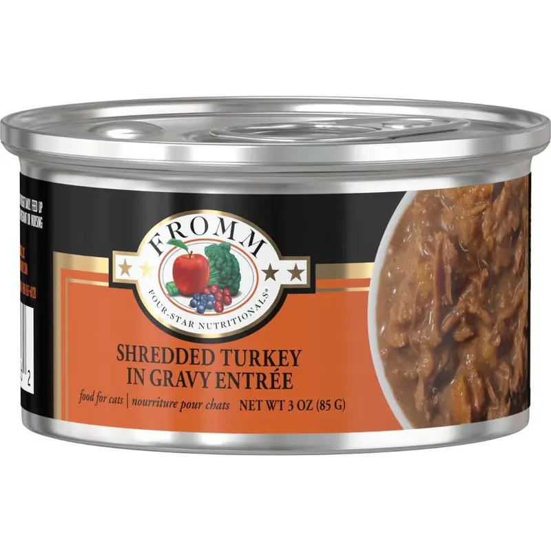 Fromm Four-Star Wet Cat Food -  Shredded Turkey in Gravy - 3oz Can