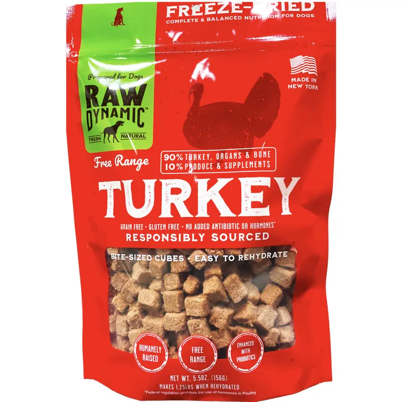 Raw Dynamic Frozen Raw Dog Food Free Range Turkey Cubes 3 lb