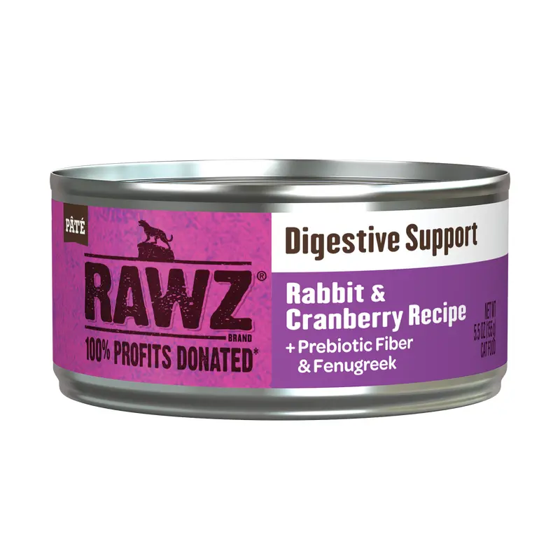 Rawz Digestive Support & Rabbit Cranberry Cat Canned 5.5oz