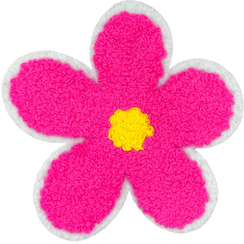 Chenille Flower  - Hot Pink- Patch